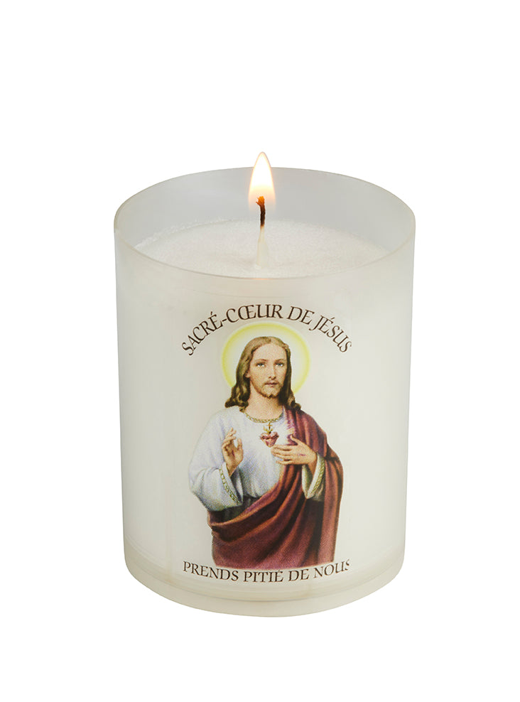 Veilleuse votive Sacré Cœur de Jésus - Luminat V80 godet naturel