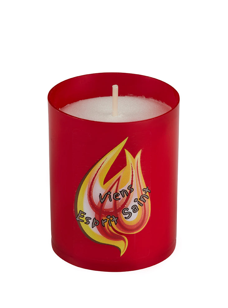 Veilleuse bougie votive Luminat V80 "Esprit Saint" - godet coloris rouge