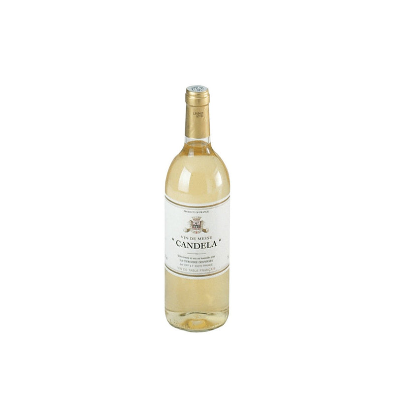 Vin de messe Candéla moelleux titrant 11° pour une meilleure conservation  Vin blanc origine France. Ciergerie Desfossés