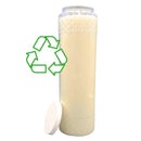 Neuvaine au godet décoré de motifs géométriques fabriqué en plastique recyclable. 9 jours de flamme. Ciergerie Desfossés