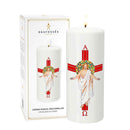 Cierge pascal au décor croix Jésus-Christ. Cierge d'une durée de 70h env livré dans son étui. Ciergerie Desfossés