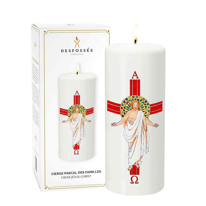 Bougie De Pâques Fritz Cox Chrétienne - Croix Rouge, Symboles Alpha Et Oméga, 15 Cm, Durée 40h, Idée Cadeau Fête - 4