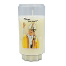 Bougie votive effigie Saint Jean-Paul II. Cire mix végétal, paraffine. Contenant translucide. Combustion environ 3 jours. Ciergerie Desfossés