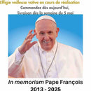 In memoriam Pape François. Veilleuse votive 20h de prière. Maquette de l'effigie en cours de réalisation. Bougie votive écoresponsable sans plastique. Ciergerie Desfossés