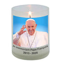 Veilleuse votive In memoriam Pape François. 20h de prière. Bougie votive écoresponsable sans plastique Luminat V80. Ciergerie Desfossés