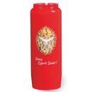 Bougie neuvaine Viens Esprit Saint, godet rouge décoratif recyclable, +/- 8-9 jours de combustion, Ciergerie Desfossés