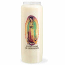 Neuvaine effigie Notre Dame de Guadalupe. Bougie de neuvaine : la tradition de l’intercession. Cire végétale. Ciergerie Desfossés