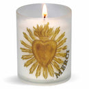 Bougie votive Coeur or rayonnant collection Ex-Voto. Godet naturel zéro plastique. Durée +/- 20 h. Veilleuse votive Luminat V80 Ciergerie 