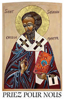 Effigie bougie de neuvaine effigie Saint Saturnin. Évêque et martyr. Cire végétale. Ciergerie Desfossés.