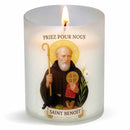 Veilleuse votive effigie de Saint Benoit. Godet végétal sans plastique. Durée +/- 20 h. Bougie d'église Luminat V80 Ciergerie Desfossés