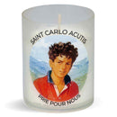 Veilleuse votive Saint Carlo Acutis. Godet Luminat 100% naturel, sans plastique. Combustion +/- 20 h. Luminat V80 Ciergerie Desfossés