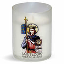Bougie votive  illustrée effigie de Saint Louis. Godet naturel zéro plastique. Durée +/- 20 h. Veilleuse votive Luminat V80 Ciergerie Desfossés