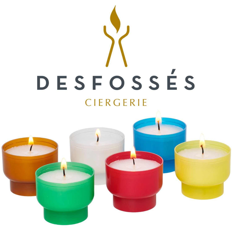 Bougie décorative, lumignon. Durée 6h, godet 100% naturel, sans plastique. 
Ambiance décorative et lumineuse restaurant, hôtel, événement. Ciergerie Desfossés