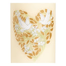 Cierge de mariage au décor Colombes et Coeur. Zoom sur l'illustration. Coloris blanc cassé  Dimensions Ø 5.7 cm H. 11 cm Ciergerie Desfossés