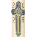 Cierge de Pâques Croix Exultet, décor, fabrication artisanale. Ciergerie Desfossés