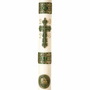 Cierge de Pâques décor Croix du Sauveur fait, patiné et peint à la main. Ciergerie Desfossés