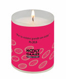 Bougie votive Holy Games V80 illustration 360° V80 Luminat coloris rouge, prière psaume 20.6. Ciergerie Desfossés