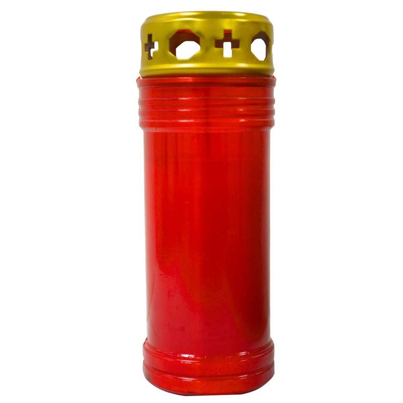 Lampe de sanctuaire, bougie votive plastique recyclable godet rouge Combustion 55h. Capuchon de protection usage int/extérieur Toussaint, défunts. Ciergerie Desfossés