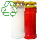 Lampes de sanctuaire, cimetière bougie votive plastique recyclable godet rouge ou transparent Durée 55h. Usage int/extérieur Toussaint, défunts. Ciergerie Desfossés