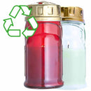 Lampes, bougies de cimetière - sanctuaire verre recyclé et recyclable. Durée flamme 42h. Contenant coloris rouge ou transparent Ciergerie Desfossés