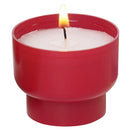 Veilleuse votive Luminat V03 - Durée 6h Godet tulipe couleur rouge zéro plastique, matière 100% végétale. Cire minérale. Hauteur 3.5 cm diamètre 4.3 cm Carton de 540 ou boite de 90 veilleuses. Ciergerie Desfossés