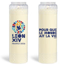 Bougie neuvaine pape Léon France 2026 Conférence des Evêques de France, godet ornement décoratif recyclable, 9 jours de combustion, Ciergerie Desfossés