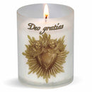 Bougie votive Deos Gratias Coeur et angelots collection Ex-Voto. Godet naturel zéro plastique. Durée +/- 20 h. Veilleuse votive Luminat V80 Ciergerie 