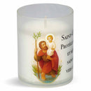 Bougie d'église effigie Saint Antoine avec prière. Illustration 1/2 Godet sans plastique. Durée +/- 20 h. Veilleuse de prière Luminat Ciergerie Desfossés