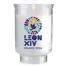 Bougie votive Pape Léon France 2026 CEF godet plastique recyclé, durée 30 heures Ciergerie Desfossés
