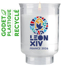 Veilleuse votive Pape Léon France 2026 CEF godet plastique recyclé Ciergerie Desfossés
