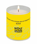 Bougie votive Holly Games couverture 360° jaune. Veilleuse Luminat sans plastique. Durée 20h Ciergerie Desfossés
