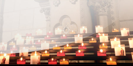 Cierge Défunt Je suis la résurrection et la vie (x18)  Ciergerie  Desfossés cierges, bougies, veilleuses votives, neuvaines, achetez en ligne.