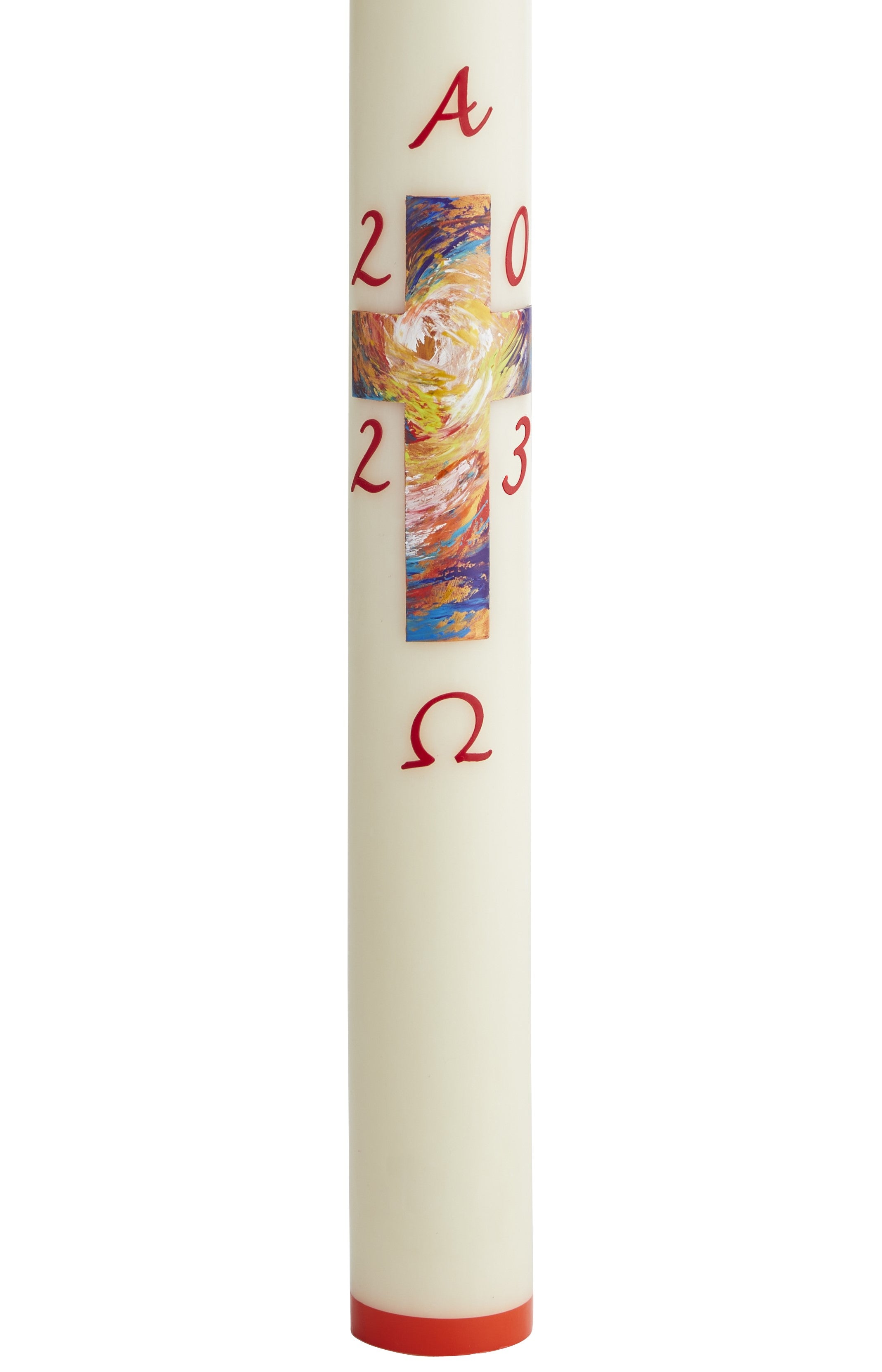 Cierge de Pâques 100% Cire d'abeille 600x80 mm motifs marbrés jaune naturel au choix