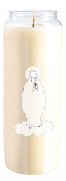 Lampe neuvaine à personnaliser Lampe de sanctuaire à combustible végétal solidifié  Cire végétale, godet plastique.  Ø 6.5 cm H 18 cm 560 g  Combustion 9 jours - Ciergerie Desfossés