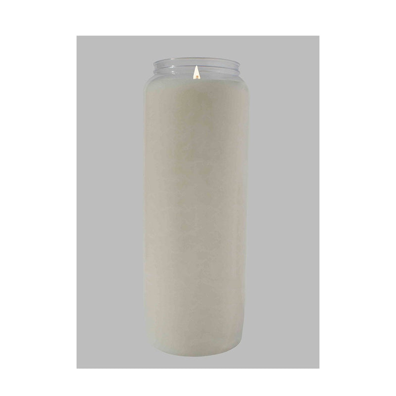 Neuvaine L01 lampe de sanctuaire à combustible végétal solidifié  Cire végétale et godet plastique transparent  Ø 6.5 cm H 18 cm 560 g  Combustion 9 jours