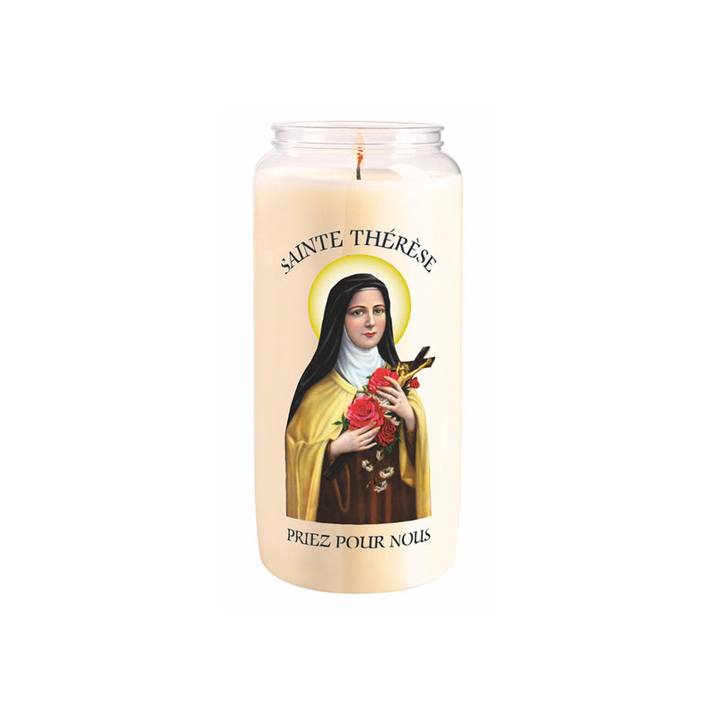 Bougie neuvaine "Sainte Thérèse" L04 cire végétale - Durée 6 jours