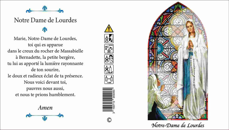Bougie neuvaine Notre Dame de Lourdes - cire végétale combustion 9 jours collection Effigie et Prière 2023 - spécial magasins Ciergerie Desfossé