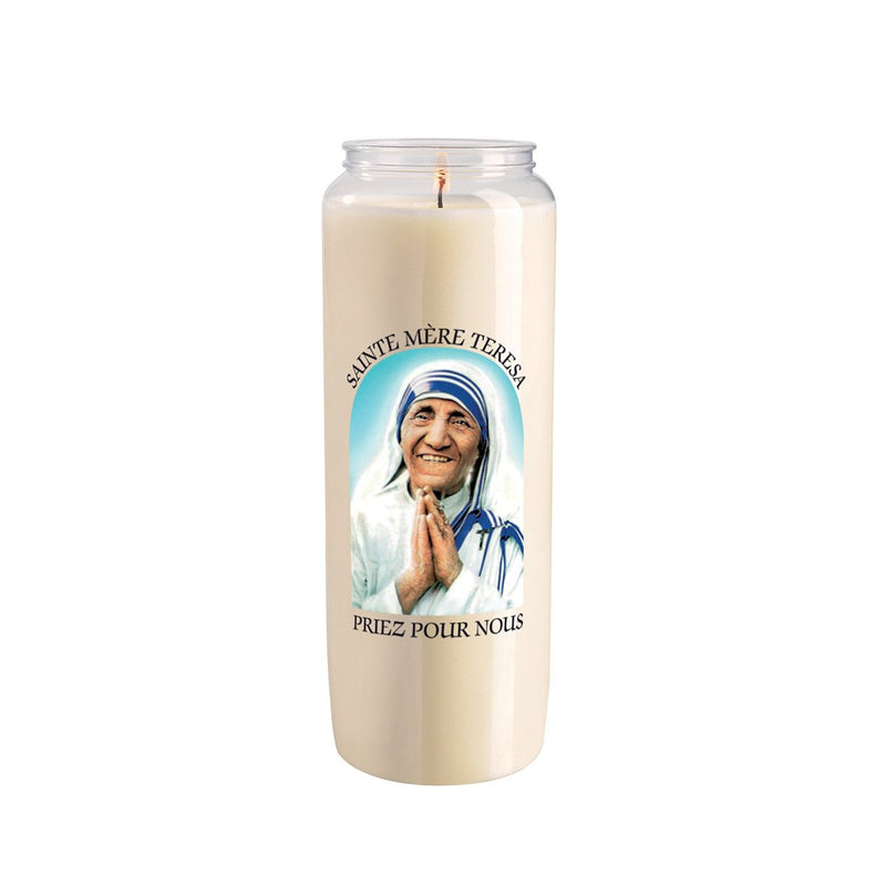 Lampe neuvaine avec effigie "Sainte Mère Teresa" L01 imprimée en quadrichromie sur le godet