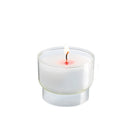 Veilleuse votive V03 Godet tulipe plastique recyclé coloris blanc. Durée 6h Cire minérale. Hauteur 3.5 cm diamètre 4.3 cm Carton de 540 ou boite de 90 veilleuses. Ciergerie Desfossés
