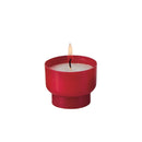 Veilleuse votive Luminat V03 - Durée 6h Godet tulipe couleur rouge zéro plastique, matière 100% végétale. Cire minérale. Hauteur 3.5 cm diamètre 4.3 cm Carton de 540 ou boite de 90 veilleuses. Ciergerie Desfossés