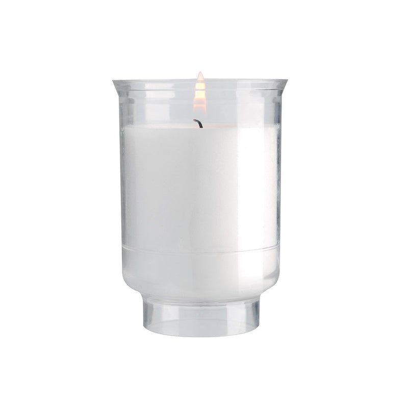 V09 Veilleuse votive plastique recyclé "Grand modèle tulipe" coloris blanc. Combustion 30h. Ciergerie Desfossés