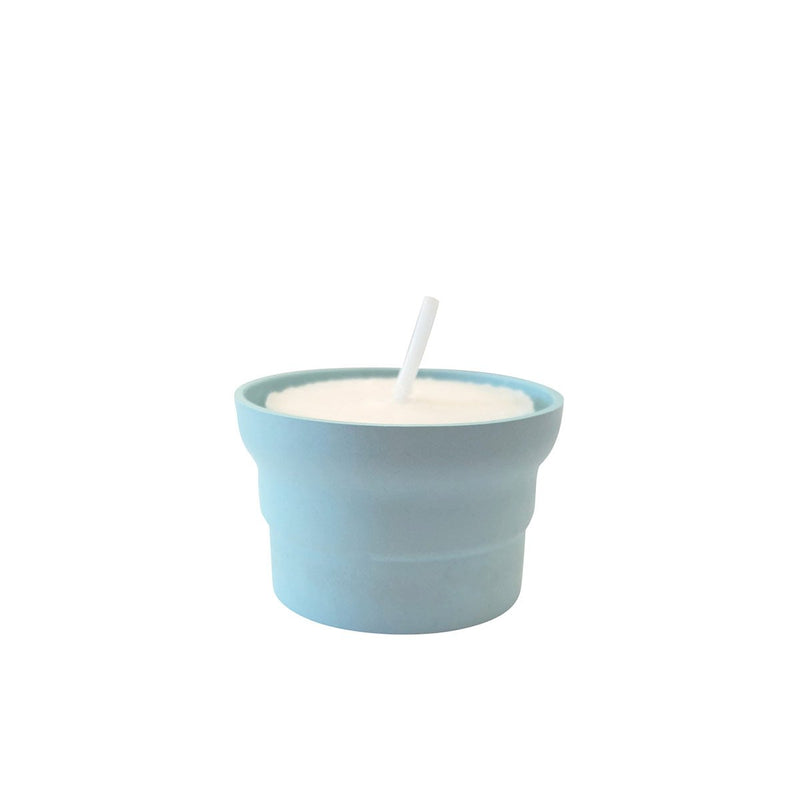Veilleuse votive Luminat V72 bleu Cire végétale, zéro plastique, godet 100% végétal. Ø 4.58 cm H 2.9 cm Combustion 5h. Ciergerie Desfossés