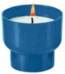 V76 Veilleuse votive grande Luminat godet végétal sans plastique biosourcé et compostable coloris bleu. Combustion 11h V76 Ciergerie Desfossés
