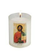Bougie votive effigie Christ Pantocrator - Godet 100% naturel - 20h