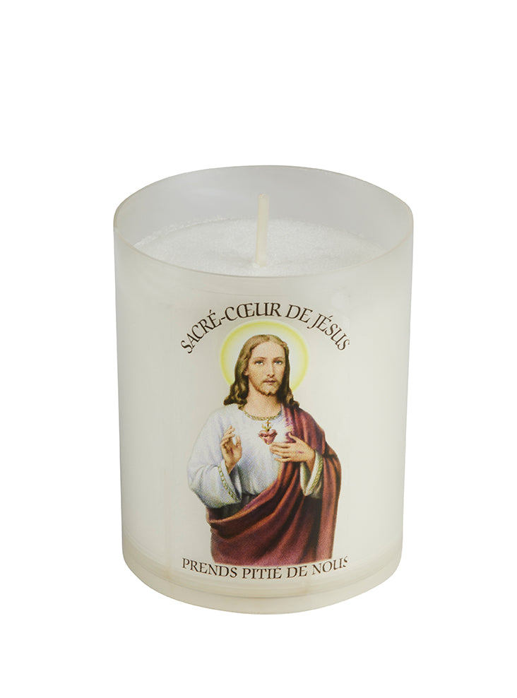 Veilleuse votive Sacré Cœur de Jésus - Luminat V80 godet naturel