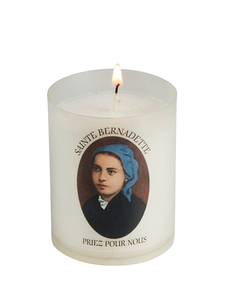 Veilleuse votive effigie Sainte Bernadette - bougie Luminat V80 godet végétal