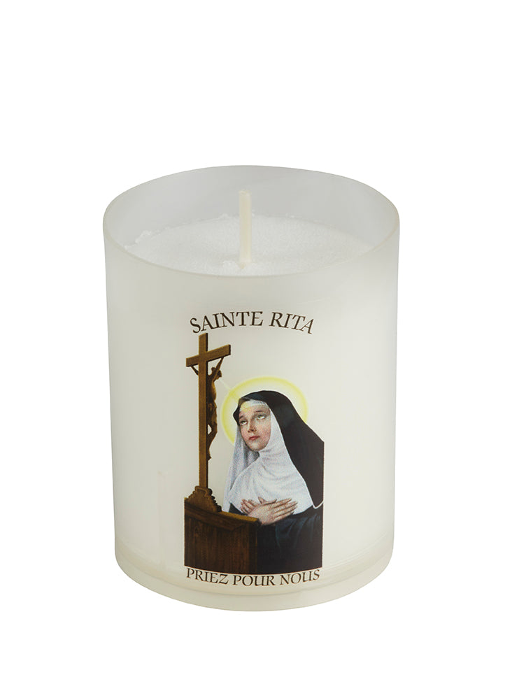 Veilleuse votive effigie Sainte Rita - bougie Luminat V80 godet végétal