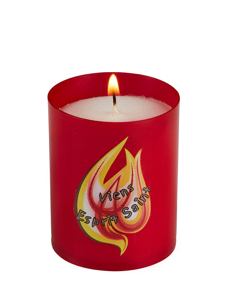 Veilleuse bougie votive Luminat V80 "Esprit Saint" - godet coloris rouge