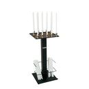 Brûle cierges de fabrication très robuste, tronc central incorporé, casier vertical.  Capacité 18 cierges.  Disponible en version à piques ou à pinces.