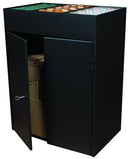 Casier pour présentation et stockage rangement cartons de veilleuses votives A fixer à un tronc colonne à clé ou barillet Dimensions H 84 cm L 66 mm Prof 40 cm  Fabriqué en fer forgé coloris noir Ciergerie Desfossés